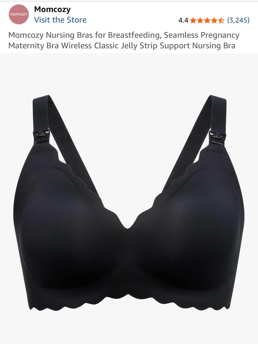 Momcozy - Seamless Black Nursing Bra – Wireless Support for Breastfeeding